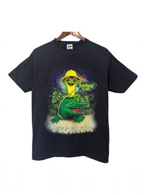 Rainforest Cafe Graphic T Shirt Frog Riding Alligator Florida 100% Cotton Size M